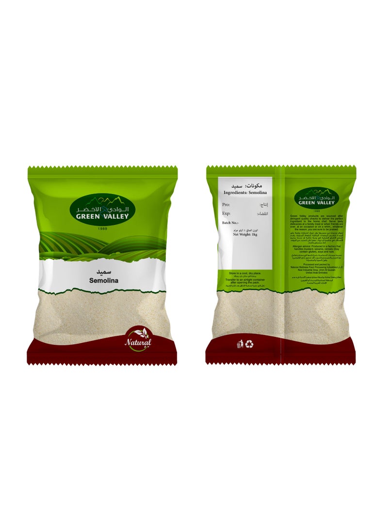 Green Valley Semolina 1 kg x 2 Pack – Premium Quality Fine Wheat Suji (2 kg Total) - Image 2
